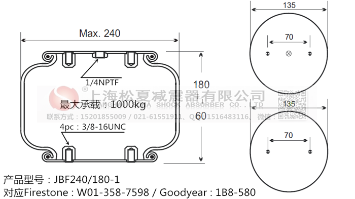 JBF240-180-1橡膠<a href='http://m.newtonghua.com.cn/' target='_blank'><u>空氣彈簧</u></a>