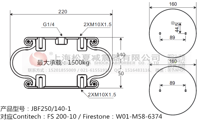 JBF250/140-1橡膠<a href='http://m.newtonghua.com.cn/' target='_blank'><u>空氣彈簧</u></a>