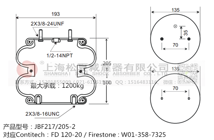 JBF217/205-2橡膠<a href='http://m.newtonghua.com.cn/' target='_blank'><u>空氣彈簧</u></a>