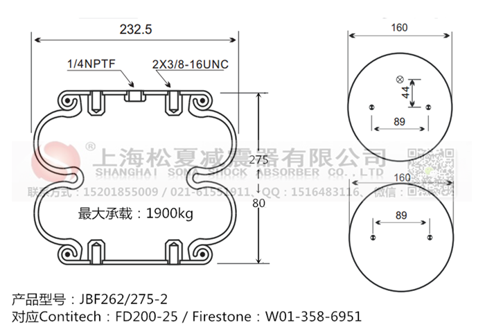 JBF262/275-2橡膠<a href='http://m.newtonghua.com.cn/' target='_blank'><u>空氣彈簧</u></a>