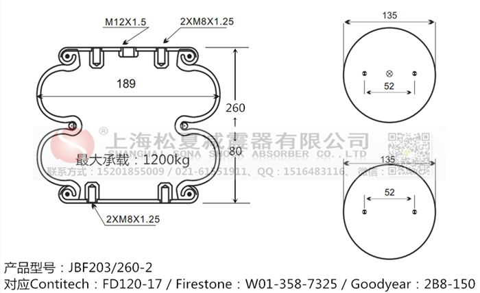 JBF203/260-2橡膠<a href='http://m.newtonghua.com.cn/' target='_blank'><u>空氣彈簧</u></a>